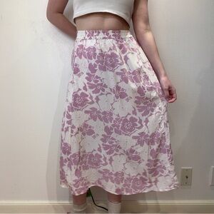 Vintage Silk Pink Floral Skirt